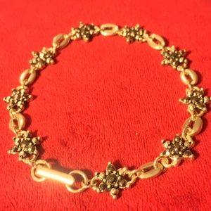Silver bracelet with black stones